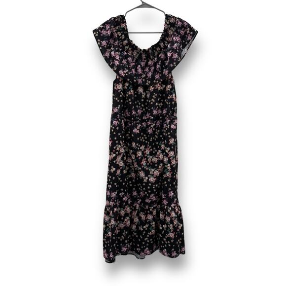Rosie Pope Serena Black Multicolor Floral Off the Shoulder Maternity Dress Sz M - Picture 5 of 9